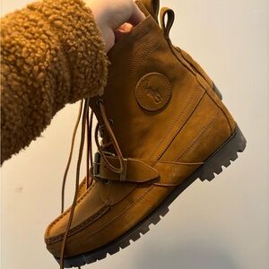 Polo Ralph Lauren Country Ranger Brown Suede Leather Boots Buckle